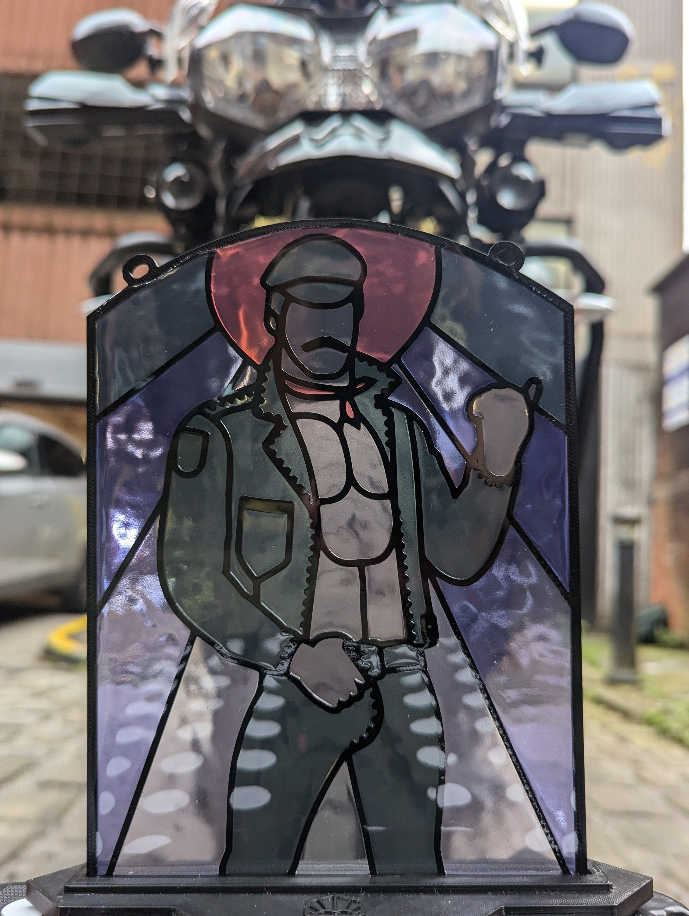 Leather biker - Queer Resin Stained Glass Style Design