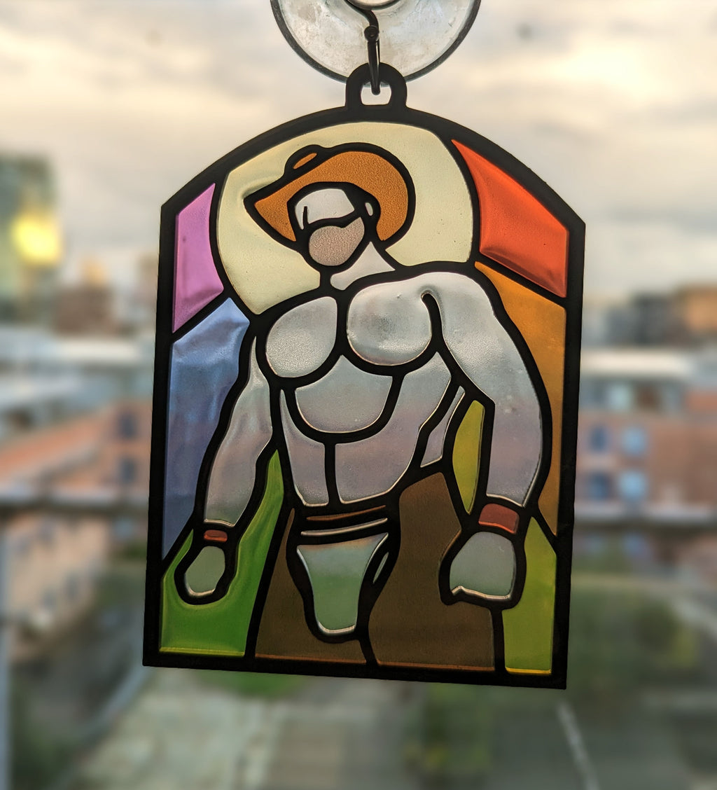Rainbow Cowboy - Queer Resin Stained Glass Style Design