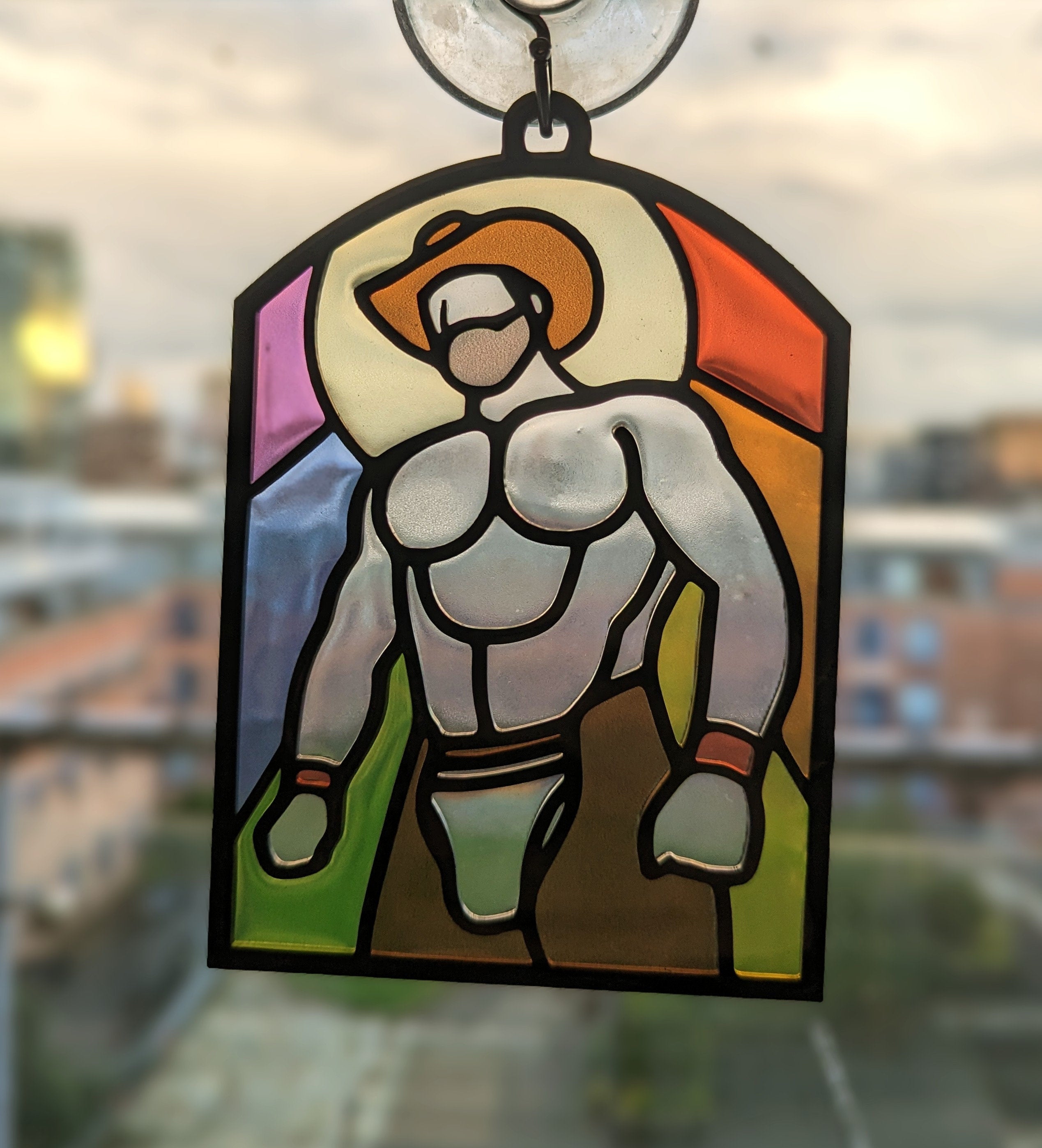 Rainbow Cowboy - Queer Resin Stained Glass Style Design