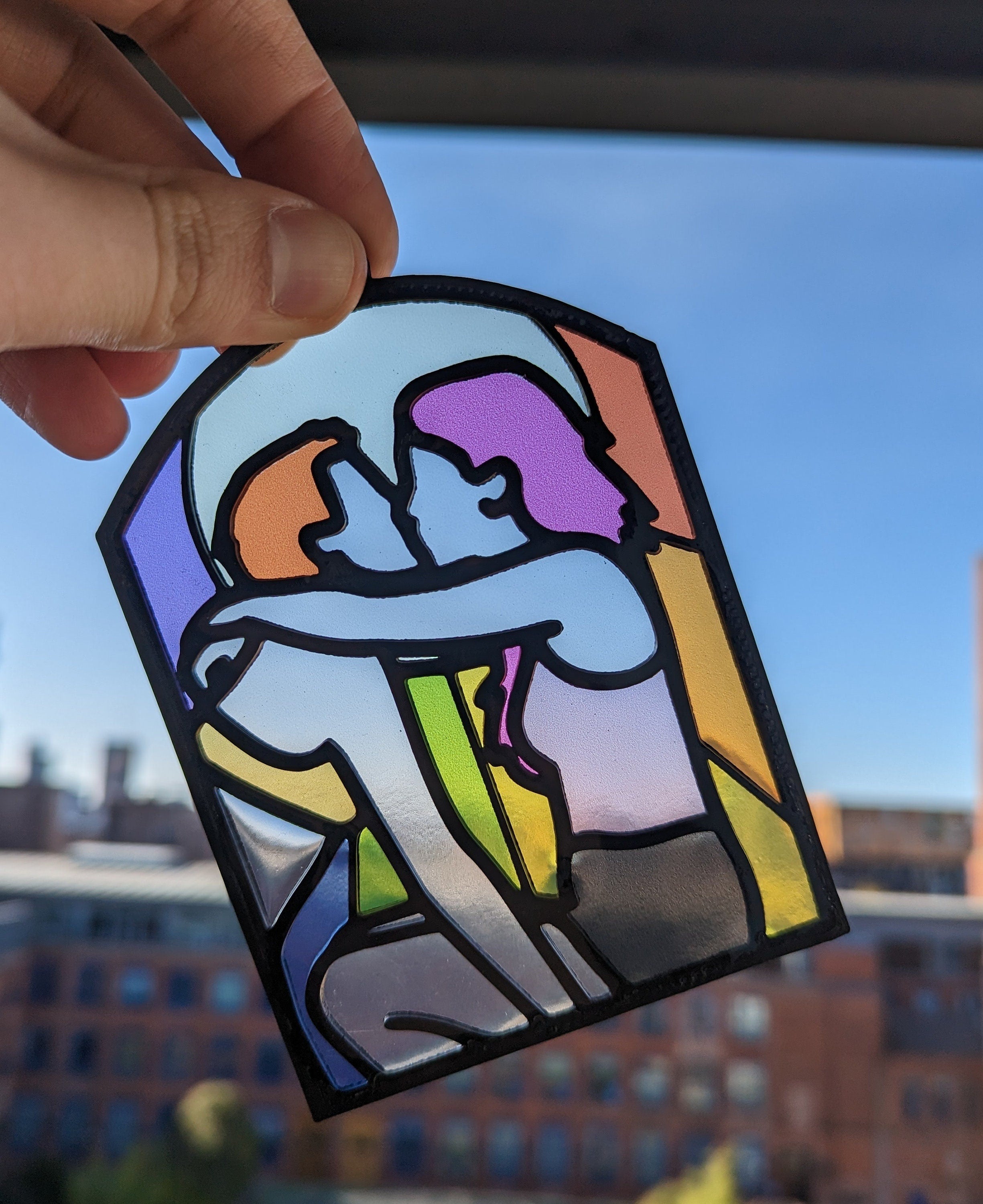 Queer Kiss - Lesbian Resin Stained Glass Style Design