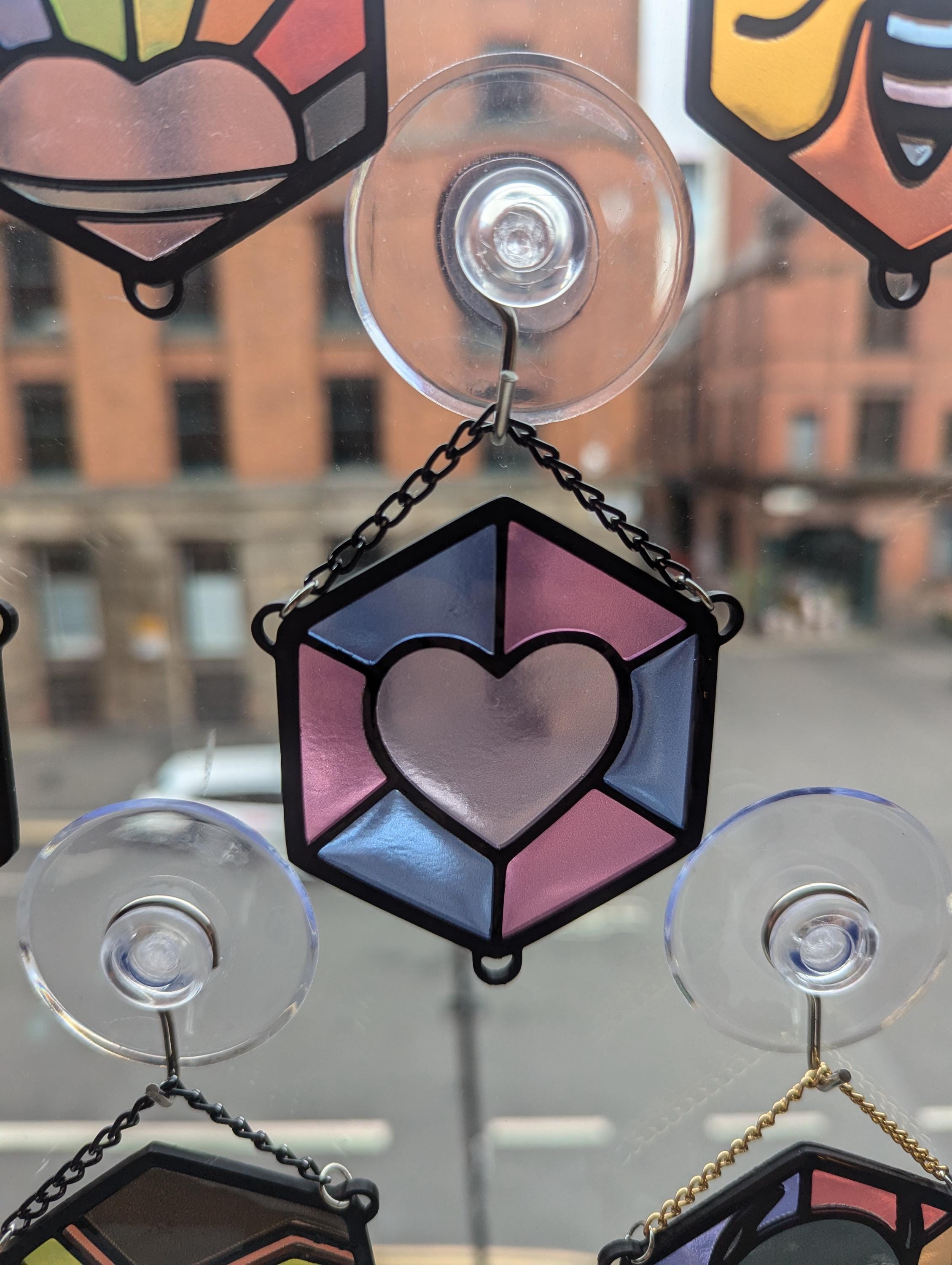 Pride Hex resin stained glass style design