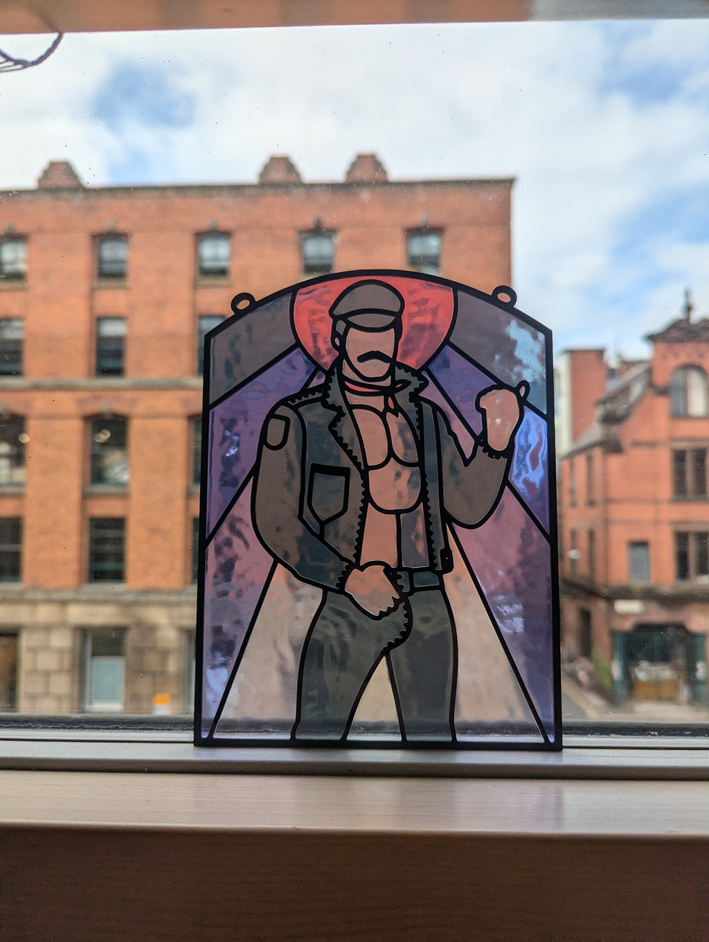 Leather biker - Queer Resin Stained Glass Style Design