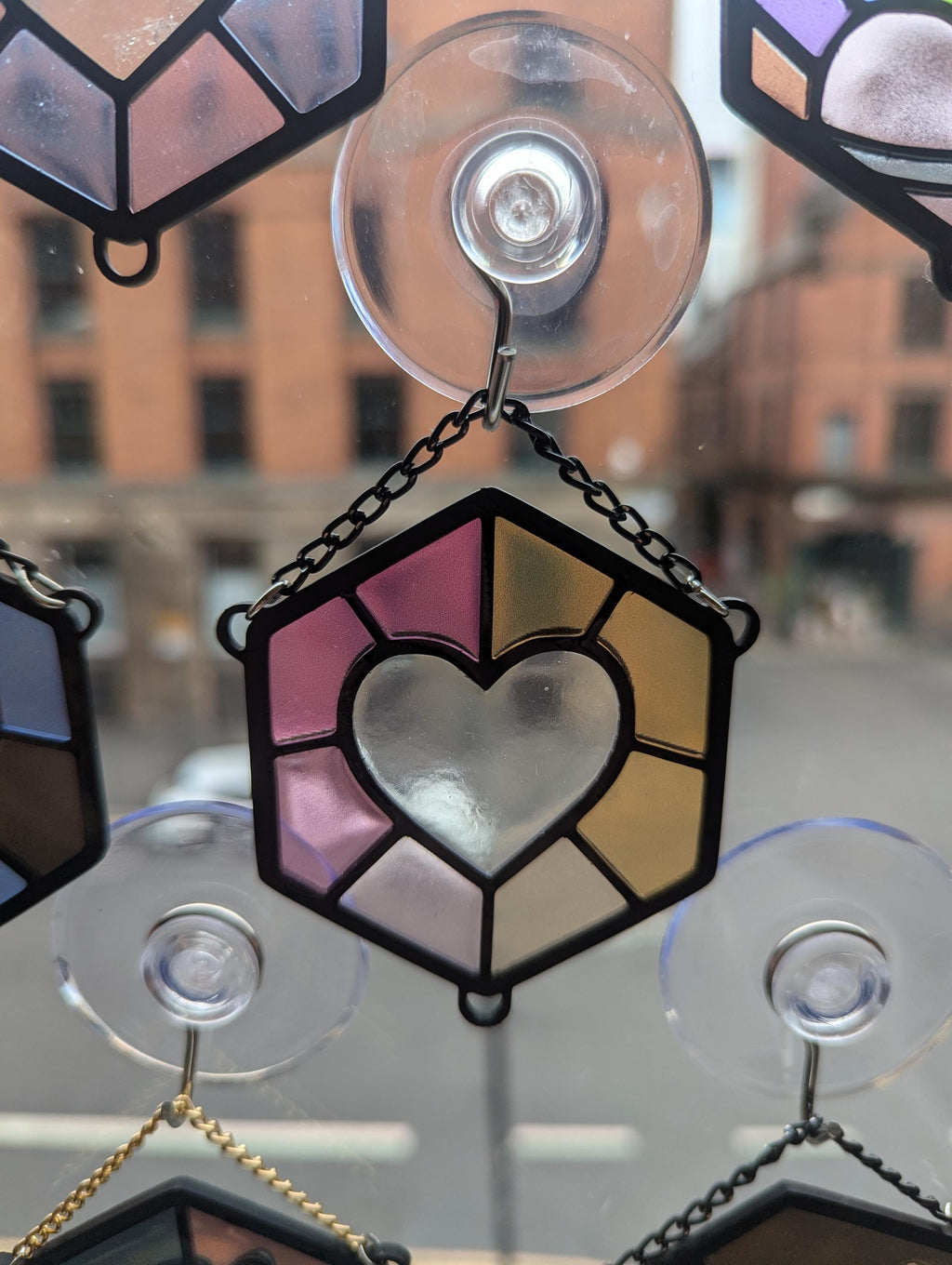 Pride Hex resin stained glass style design