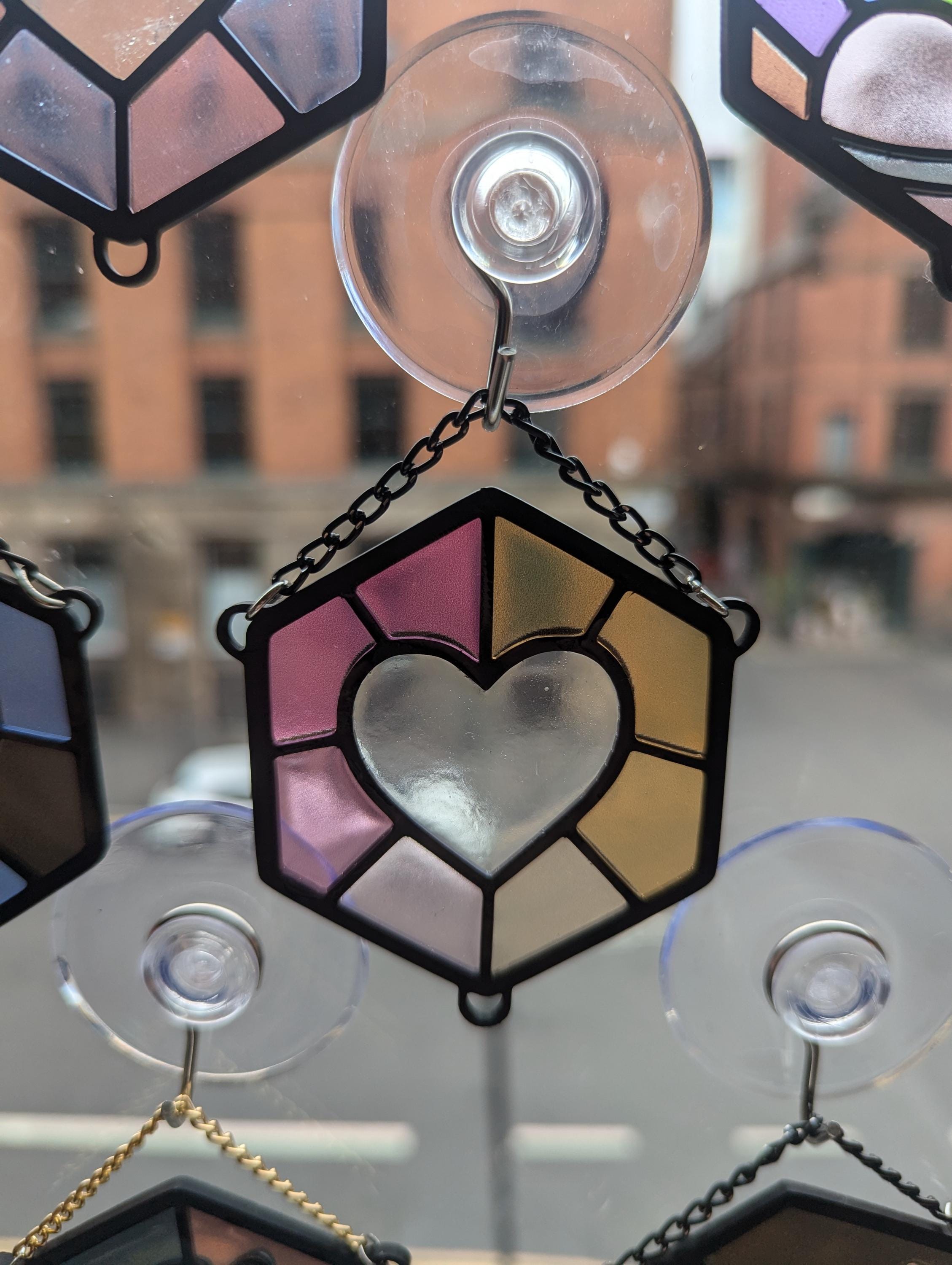 Pride Hex resin stained glass style design