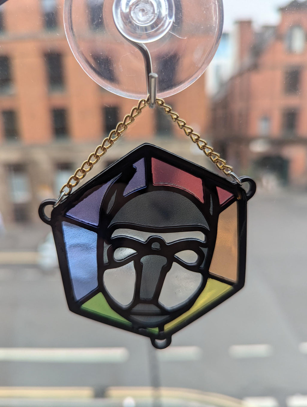 Pride Hex resin stained glass style design