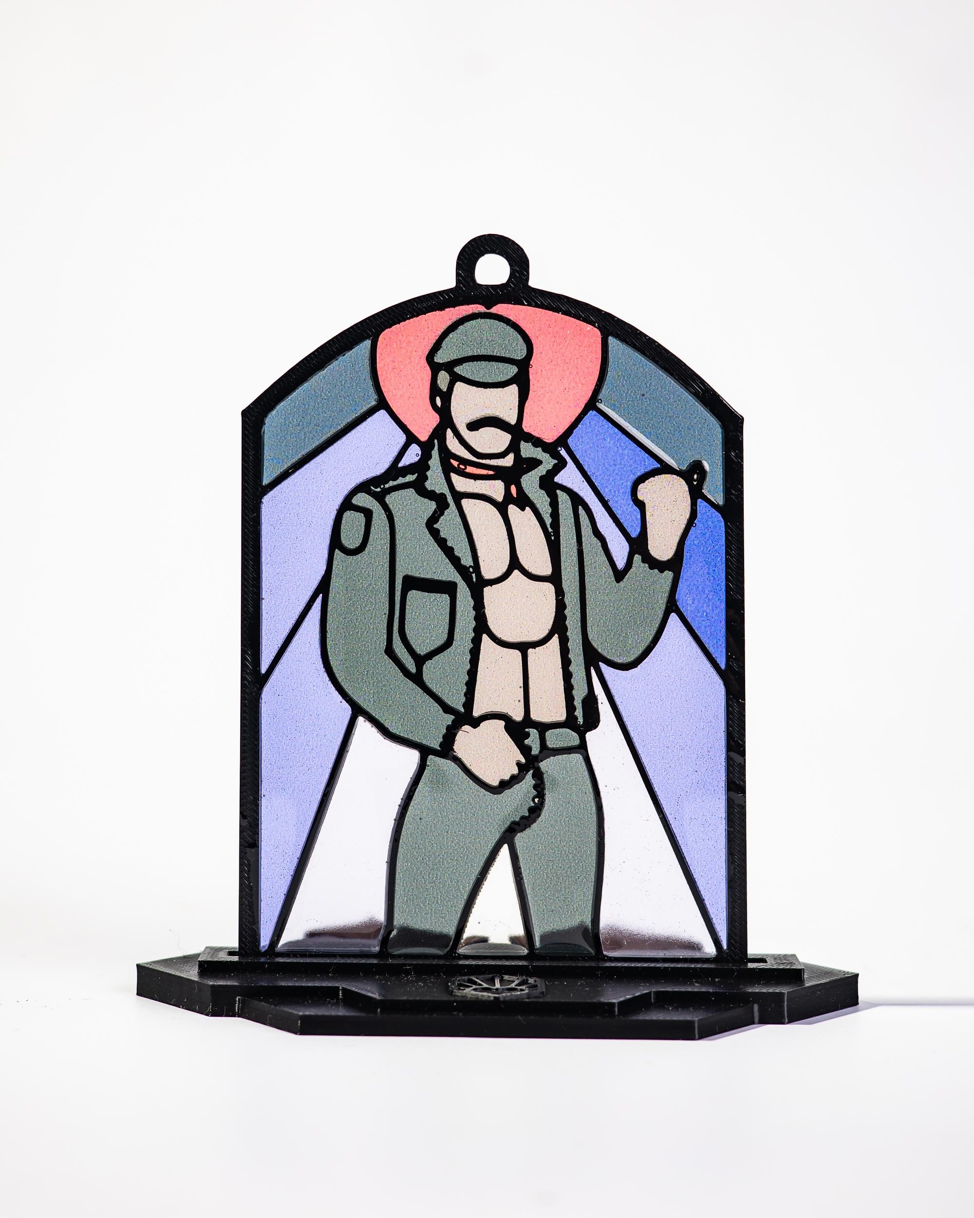 Leather biker - Queer Resin Stained Glass Style Design