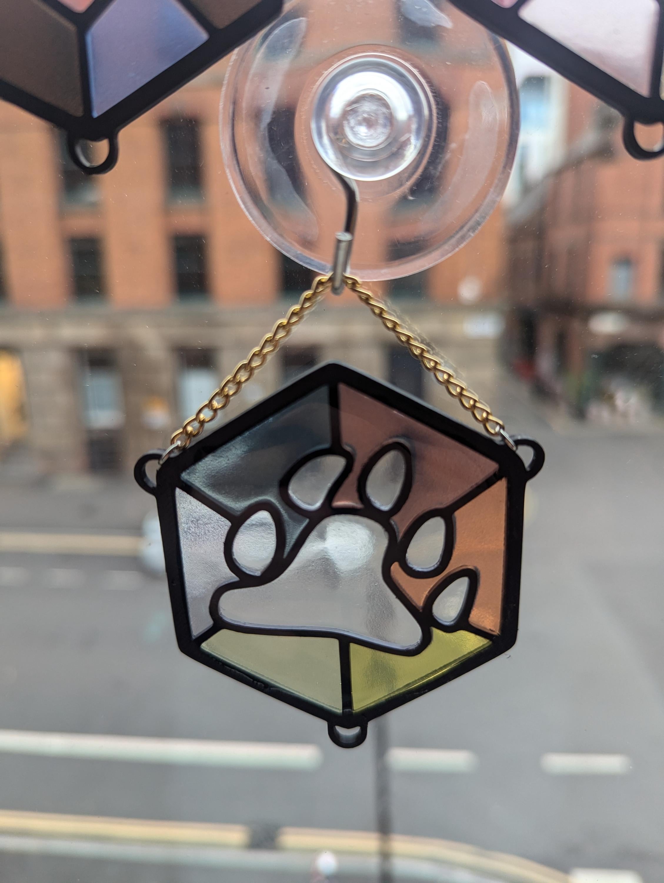 Pride Hex resin stained glass style design