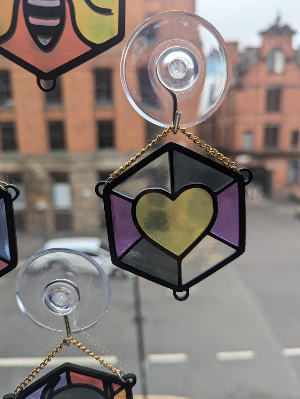 Pride Hex resin stained glass style design