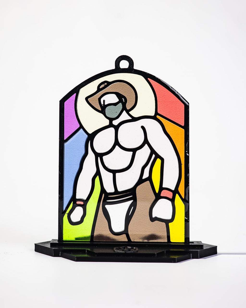 Rainbow Cowboy - Queer Resin Stained Glass Style Design