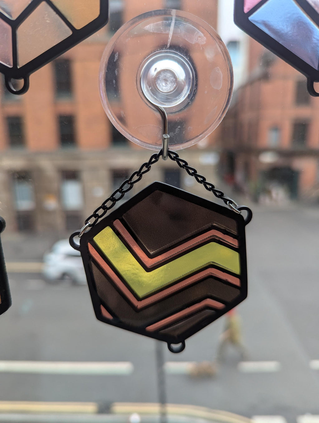 Pride Hex resin stained glass style design