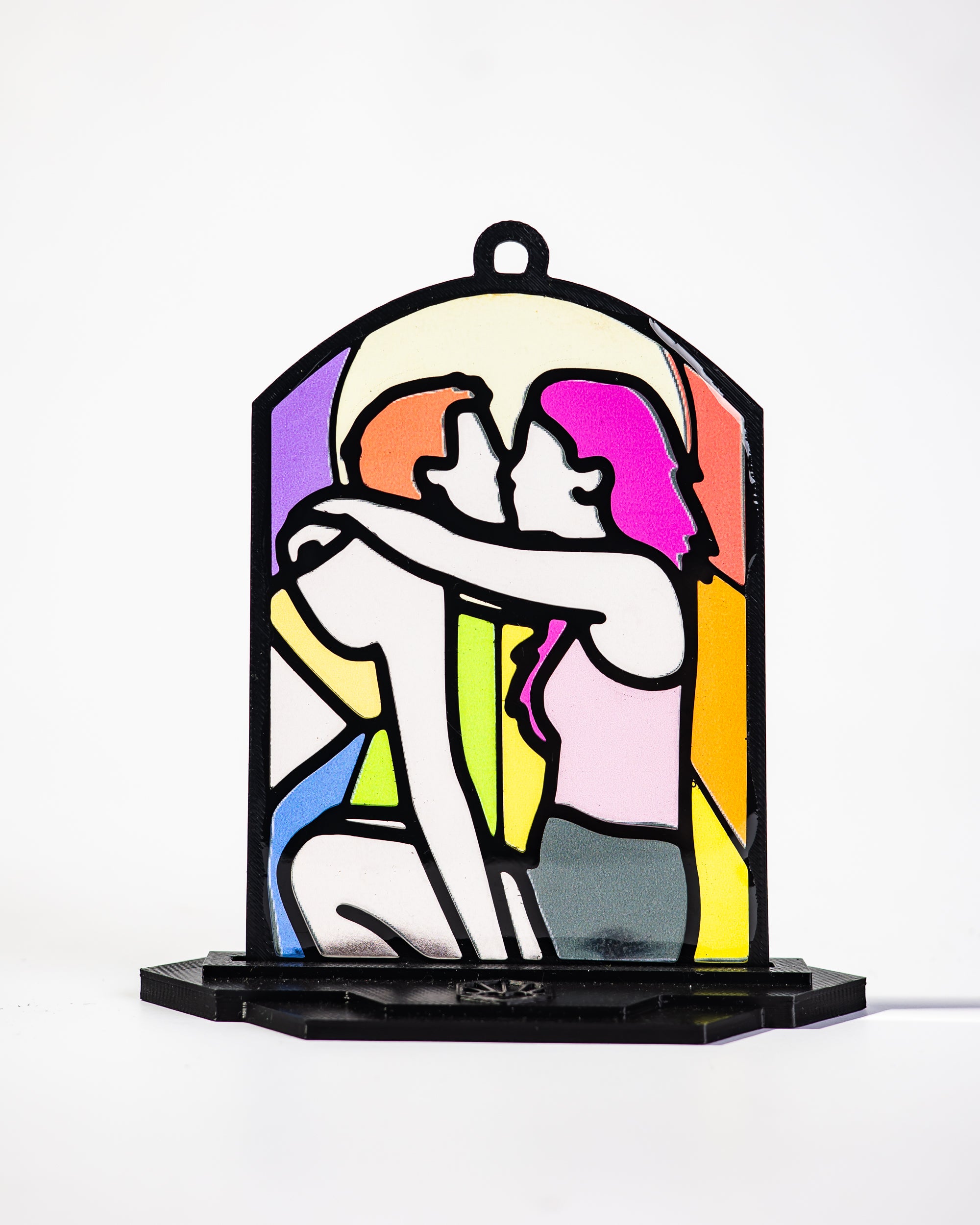 Sapphic kiss - Queer Resin Stained Glass Style Design